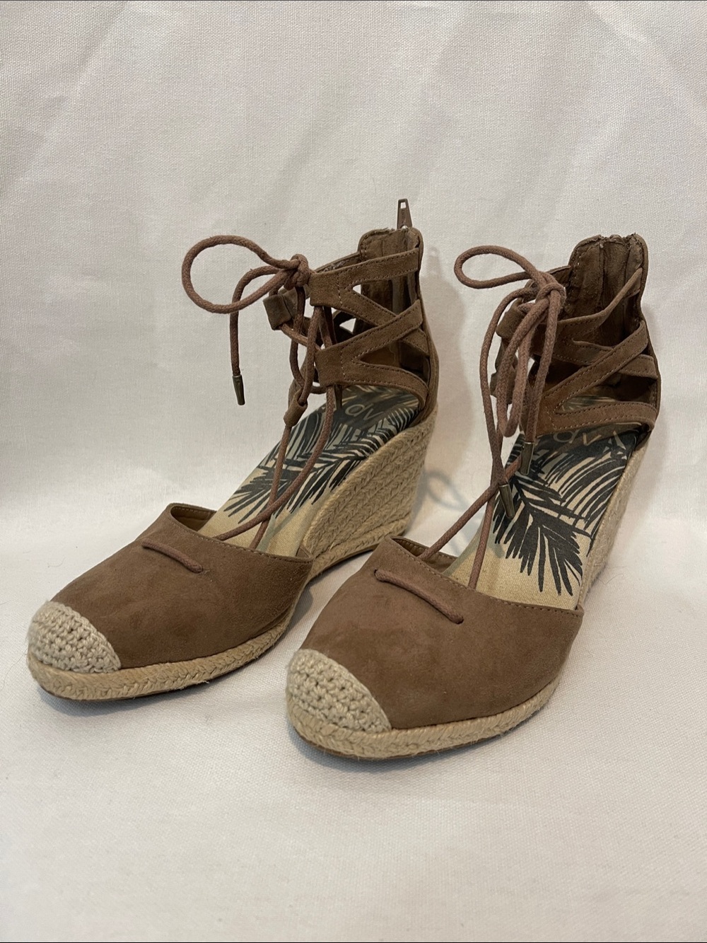Dolce Vita Brown Lace-Up Espadrille Wedge Sandals